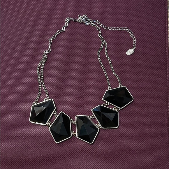 Black Geometric Statement Necklace - Picture 1 of 1